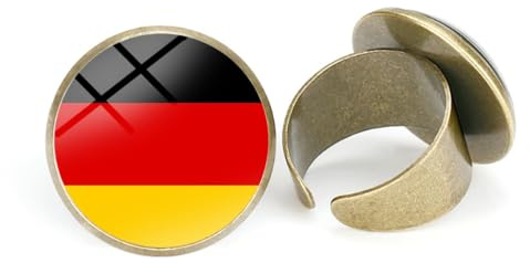 ALTCIRNMD Verstellbarer Vintage-Ring Mit Deutschland-Flagge,Daumenring,Verstellbarer Fingerring Mit Geschenkbox,Weihnachts-Freundschaftsgeschenk Für Damen Und Herren
