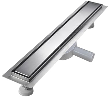 sunrik Canale doccia 40 cm, Canale doccia piastrellato extra piatto, scarico pavimento in acciaio inox Set completo con filtro a sifone a 360°