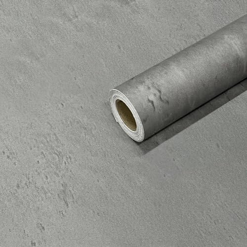 FIETODK Papier Peint Autocollant,Pvc Ciment Papier Peint Adhesif Mural Gris,Vinyle Papiers Peints Cuisine Salon Chambre Bain(40 * 300CM)