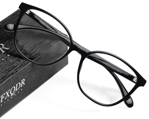 JFXQDR Blaulichtfilter Brille für Damen, Computerbrille | ohne Stärke, UV400- & Blendschutz, Schutz vor Augenermüdung, Leichter Rahmen, TV Gaming Arbeit & Alltag, Schwarz