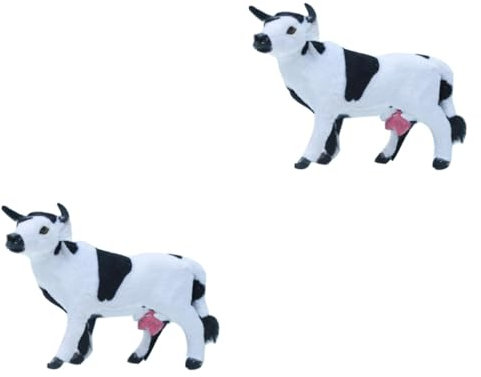 Vaguelly 2 Piezas Adorno Vaca Lechera Modelo Vaca Juguete Vaca Lechera Realista Estatuilla La Vida Salvaje Estatua Estantería Devolver Regalos para Niños Artificial Animal