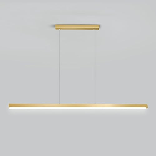 YFMYY Goldene lineare LED-Pendelleuchte, dimmbare Kücheninsel-Beleuchtung mit Fernbedienung, höhenverstellbare hängende Deckenlampe für Esszimmer, Wohnzimmer, Billardtisch