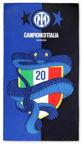 Inter Strandtuch mit Schild, Championi D'Italia 23/24, Zweiter Stern, 20. Schild, Banner, Handtuch, offizielles Produkt, 86 x 155 cm