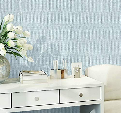 Generic Tapete, Vliestapete Einfache Einfarbige Gestreifte Tapete Für Wohnzimmer Schlafzimmer Hotel Tapete/Hellblau a/53 * 950Cm
