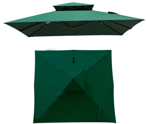 IMUNKT Tessuto di Ricambio per Ombrellone Quadrato 300x300cm, Copertura di Ricambio per Ombrellone, Tettuccio per Ombrellone Offset/Ombrello da Giardino/Ombrello da Mercato(Dark Green)