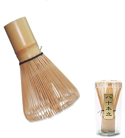 Bambu-tevisp, traditionell kasta, den japanska teceremonin för matchapulver den japanska teceremonin – matcha whisk, bambu tekvast, finns med kvastborst, 80 prongs