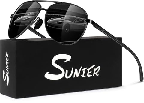 Sunier Gafas de Sol Hombre Polarizadas,Clásicas Retro Vintage Aviador Piloto Gafas de Sol Conducir,100% Protección UV