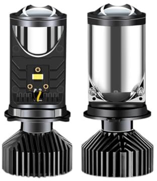 Greethga Y9 H4 LED Proyector Lente del Proyector con Ventilador de Refrigeración Bombilla de Haz Alto y Bajo para Automóvil