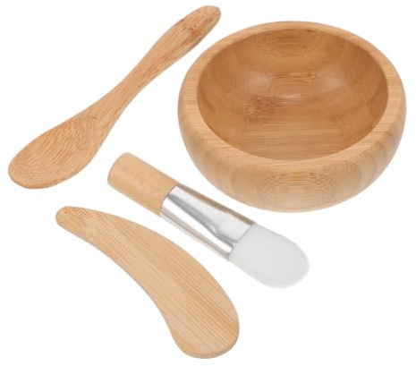 PAMINGONO Ensemble de bols mélangeurs en bois pour masque facial fait maison bol avec mélangeur pinceau cuillère bol cosmétique léger pour soins de la peau et soins de beauté