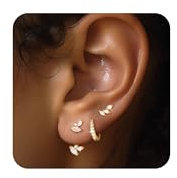 ZHESHY 3 Paar Ohrringe Silber 925/Gold Set Damen 14K Vergoldet Klein Ohrstecker Huggies Creolen mit Zirkonia Perlen Stapelbar Hypoallergene Goldene Stecker Ohrringe Schmuck Für Frauen Mädchen