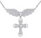 YFN Engelsflügel Halskette 925 Sterling Silber Kreuz Anhänger Quadratisch Kristall Zirkonia Schmuck Geschenk für Frauen Tochter Mutter Freund