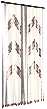 Treeisland Holzperlenvorhang Türvorhang 90x190 cm Perlenvorhang 52 Stränge Bambusholz Türvorhang Deko Holzperlen Vorhang für Veranden, Flure