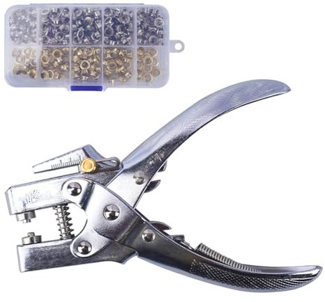 Luabue Alicates de Ojales Herramienta de Ajuste con 300 Piezas Ojales Alicates de Ojales Metálicos para Tela Ropa Cuero Manualidades (Ojales de 5 mm)