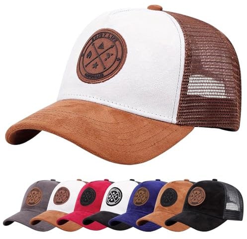 Enwokran Baseballkappe Herren Einstellbare Masche Rückseite Baseball Hut, Sommerhut Sonnenhut Sportlicher Draußen Kappen Hüte Gestickte Verstellbar Sonnenschutz Basecap (Braun Weiß)