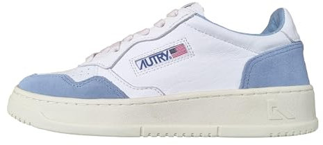 AUTRY Scarpe Sneakers Donna in Pelle e camoscio AULW GS38 Bianco Blu Jeans (Bianco Blu Jeans, Sistema Taglie Calzature EU, Adulto, Numero, Media, 38)