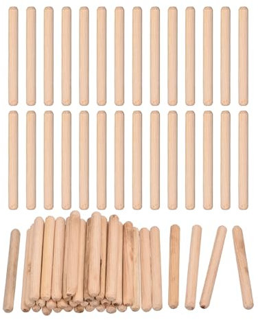 QUARKZMAN 120 Stk. Holzdübel 6x60mm(0,24x2,36) Gerillte abgeschrägte Enden Holz Dübel Stifte Getrocknetes Hartholz für Holzbearbeitung Möbel Regal