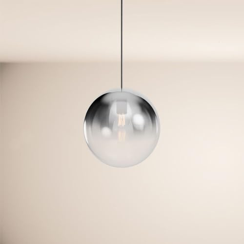 s.luce Orb Glaskugel Abhängung Schwarz Hängeleuchte Hängelampe Pendellampe Pendelleuchte Glaslampe Orb/Farbverlauf, Farbe:Rauch Verlauf, Größe:Ø 30cm