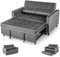 COSTWAY 2-Seater Convertible Pull Out Sofa Bed, Velvet Click Clack Sofa Bed Settee with Adjustable Backrest and Pillows, Upholstered Double Reclining Sleeper Lounge Couch for Living Room Bedroom, Grey