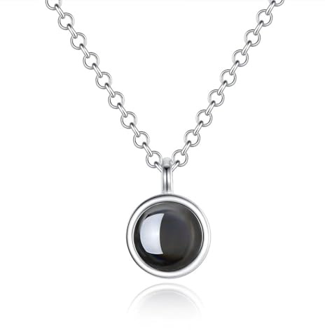 ZEXUPER personalisierte Halskette mit Bild Projektion, Halskette mit Bild im Inneren Foto-Halskette mit individuellem Bild Anhänger im Stein als personalisierte Geschenke für Frauen