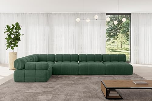 ALTDECOR Modulares Sofa Ecksofa in L-Form Corner modular Sofa Eckcouch Couch Wohnlandschaft Cauchsofa Polstersofa Mende-L3-380x190x70 cm Grün