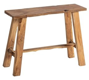 Teakholz Bank 60 cm | Natur | Rustikale Massivholzbank aus Altem Teakholz | Handgefertigte Sitzbank ohne Lehne | Deko Holzbank für Flur, Wohnzimmer & Schlafzimmer