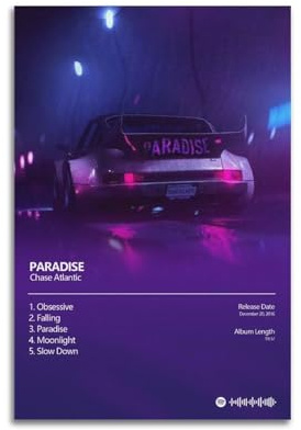 HSUREWTRK Chase Atlantic Poster, ästhetische Wandkunst, Leinwand, dekoratives Gemälde, Vintage-Poster für Wohnzimmer, Schlafzimmer, Dekoration, 30 x 45 cm, ungerahmter Stil