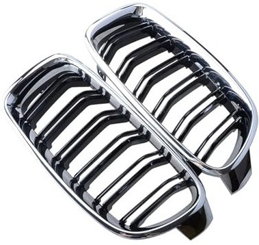 Doppelsteg Grill Glanz Schwarz Für BMW 3er F30 F31 F35 2012-2019 Rhyming Front Nierengrill Chrom Überzug Racing Grille Kühlergrill für die vordere Stoßstange(Style 4)