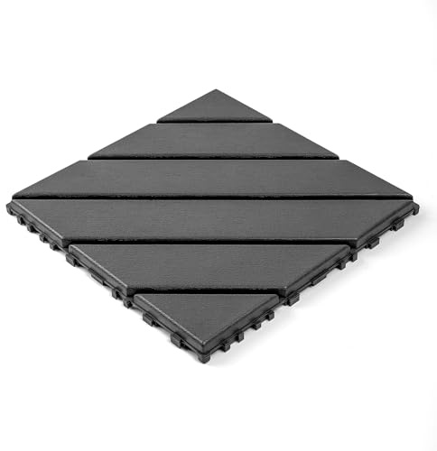 Massbinet Kunststoff-Verbundfliesen, 44er-Pack Terrassenfliesen, 30 x 30 cm, quadratisch, wasserdicht, für den Außenbereich bei jedem Wetter, Balkon, Garten, dunkelgrau