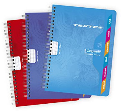 Calligraphe 1056C Un Cahier de Texte à Spirale (une Marque de Clairefontaine) - 17x22 cm - 148 Pages Grands Carreaux - Papier 70 g - Couverture Carte Recyclée Vernie - Couleur Aléatoire