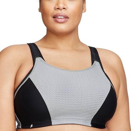 Women's Plus Size Custom Control Wirefree Sports Bra #1166 Black/Grey