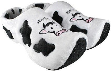 Unbekannt Holländischer Hausschuh mit Kuhflecken - Unisex Erwachsene Slipper Weiß Klassisch Geschlossene Kappe Rutschfest