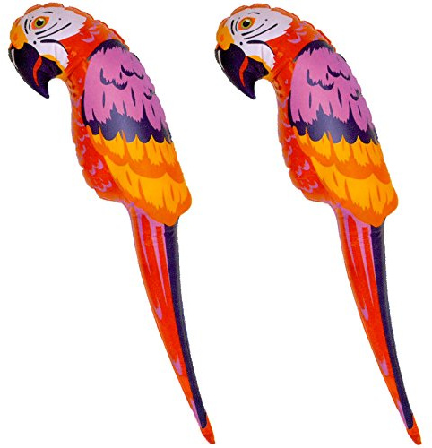 Spassprofi 2 Papagei aufblasbar 67cm Deko Piraten Hawai Südsee Strand Party