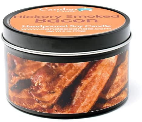 Candeo Candle Hickory-Bacon Rauchgrau Super Duftkerze – Soja-Duftkerze 6 oz Rot