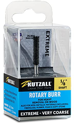 Kutzall Extreme Cylinder Burr, 1⁄8 Shaft, Very Coarse - Woodworking Attachment for use with Dremel, Foredom & Milwaukee. Abrasive Tungsten Carbide, 1⁄8 (3.1mm) Dia. X 7⁄8 (22.2mm) Length, CX-18-EC