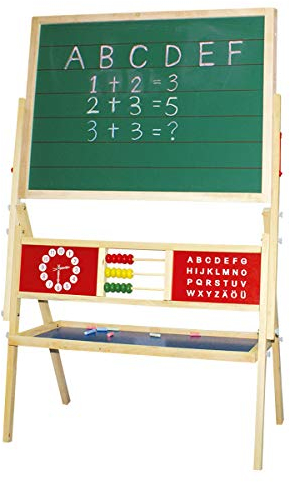 Idena 23905 - Magnet-Standtafel mit Ablage, 2 seitig mit Kreidetafel und Whiteboard, ca. 76 x 38 x 118 cm groß, zum Malen, Schreiben und Rechnen