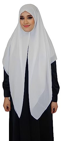 Lina & Lily Premium Chiffon Damen Muslim Hijab Kopftuch Schal Quadrat 145 x 145cm (Weiß)