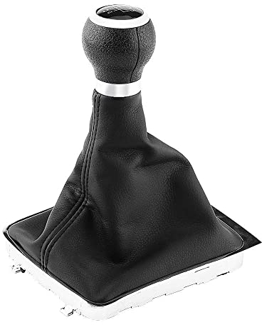 Fydun Set Schaltmanschette für 5-Gang-Schaltknauf, manuell, schwarz, Leder, Staubschutz, wasserdicht, für Passat B6 2006-2010