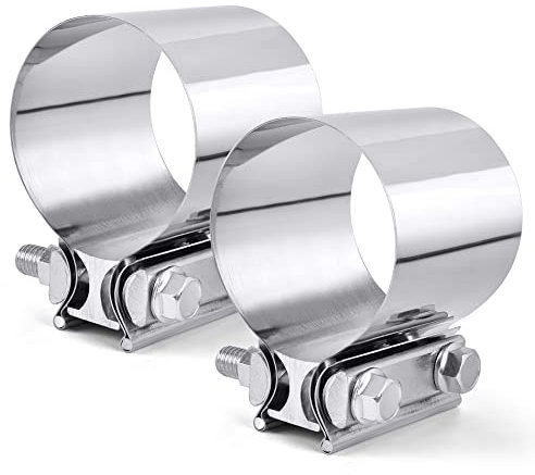 SPEEDWOW 2.5 Butt Joint Exhaust Sleeve Clamp Stainless Steel 2 Pieces