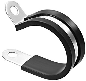 sourcing map 2(50mm) Cable Clamp 304 Stainless Steel Rubber Cushioned Insulated Clamp R Shape Metal Clamp 8Pcs