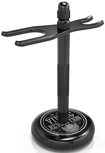VIKING REVOLUTION Prolong Hand Cream Gift Set - Black Metal Razor Stand - Gunmetal Finish - Weighted Base - Non-Slip Bottom - Fits Most Razors & Brushes