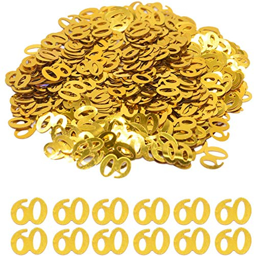 DIWULI, Geburtstags Zahlen-Konfetti Gold, Zahl 60, edle Tisch-Konfetti, Tisch-Deko, Glitter, Geburtstags-Deko, Streudeko für Geburtstagsfeier, Motto-Party, Dekoration, 60. Geburtstag, DIY, basteln