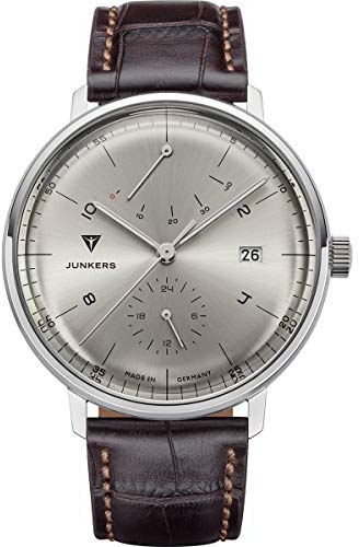 Junkers Bauhaus 41mm Analog Automatik Herrenuhr Gangreserve Lederarmband Silber 9.11.01.03