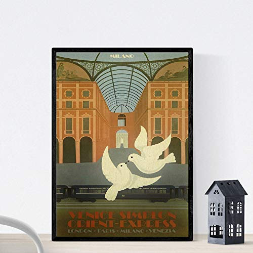 Nacnic Vintage Poster Weinleseplakat von Frankreich und Italien. Mailand, Venedig, Paris. A4-Format