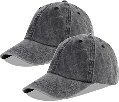 LANGZHEN Unisex Baseball Cap 100% Baumwolle Fits Männer Frauen Washed Denim Verstellbare Dad Hat (Schwarz+Schwarz)