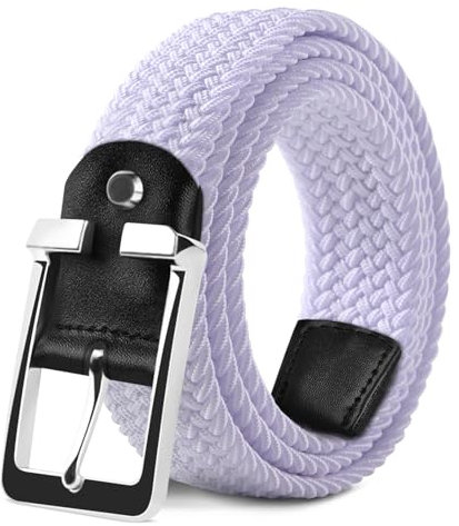 LAKIDAY Flechtgürtel aus Stoff, Elastischer Stretchgürtel für Damen und Herren Weiß-2 100 cm Hochwertig & Bequem Breite 3.5 cm