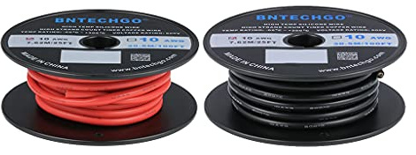 BNTECHGO 10 Gauge Silicone wire spool red and black each 25ft Flexible 10 AWG Stranded Tinned Copper Wire
