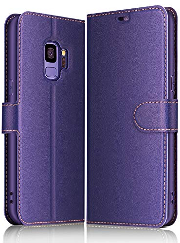 ELESNOW Coque pour Samsung Galaxy S9, Premium Portefeuille Étui Housse en Cuir Compatible avec Galaxy S9 (Violet)