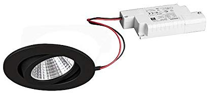 LED Einbaustrahler-Set inkl. Konverter, IP20, rund, 230V, 7W 3000K 740lm 38°, schwenkbar 30°, dimmbar, Schwarz