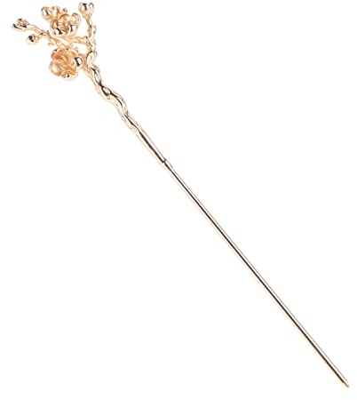 Lurrose Broche à cheveux en forme de fleur chinoise - Style classique féminin - Accessoire pour cheveux kanzashi - Décoration dorée
