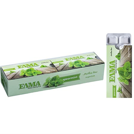 ELMA Mastiha zuckerfreie Kaugummi-Tabletten, Minzgeschmack und Duft von Spearmint Gum, Box mit 10 Stück